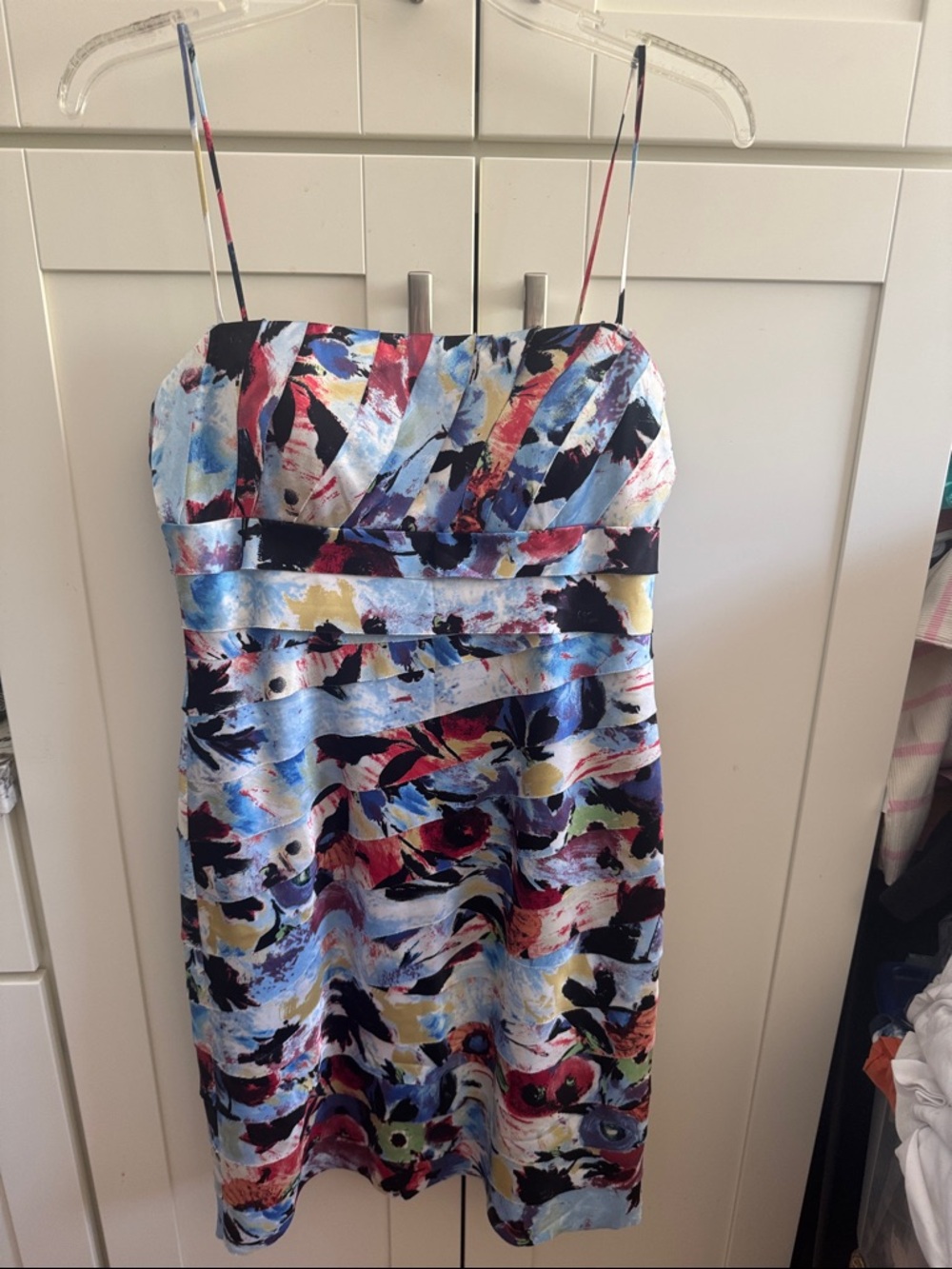 JS Collections Multicolor Abstract Print Dress with Red Label